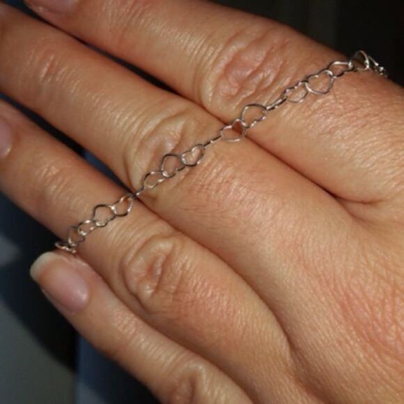 Solid 925âSterlingâSilverâHeartâChainâNecklace - Picture 4 of 8